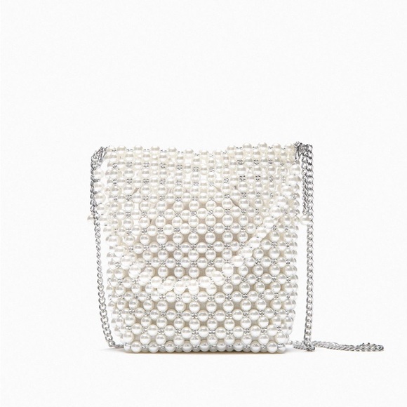 ZARA NWT Mini Pearl Bucket Bag - Picture 1 of 3